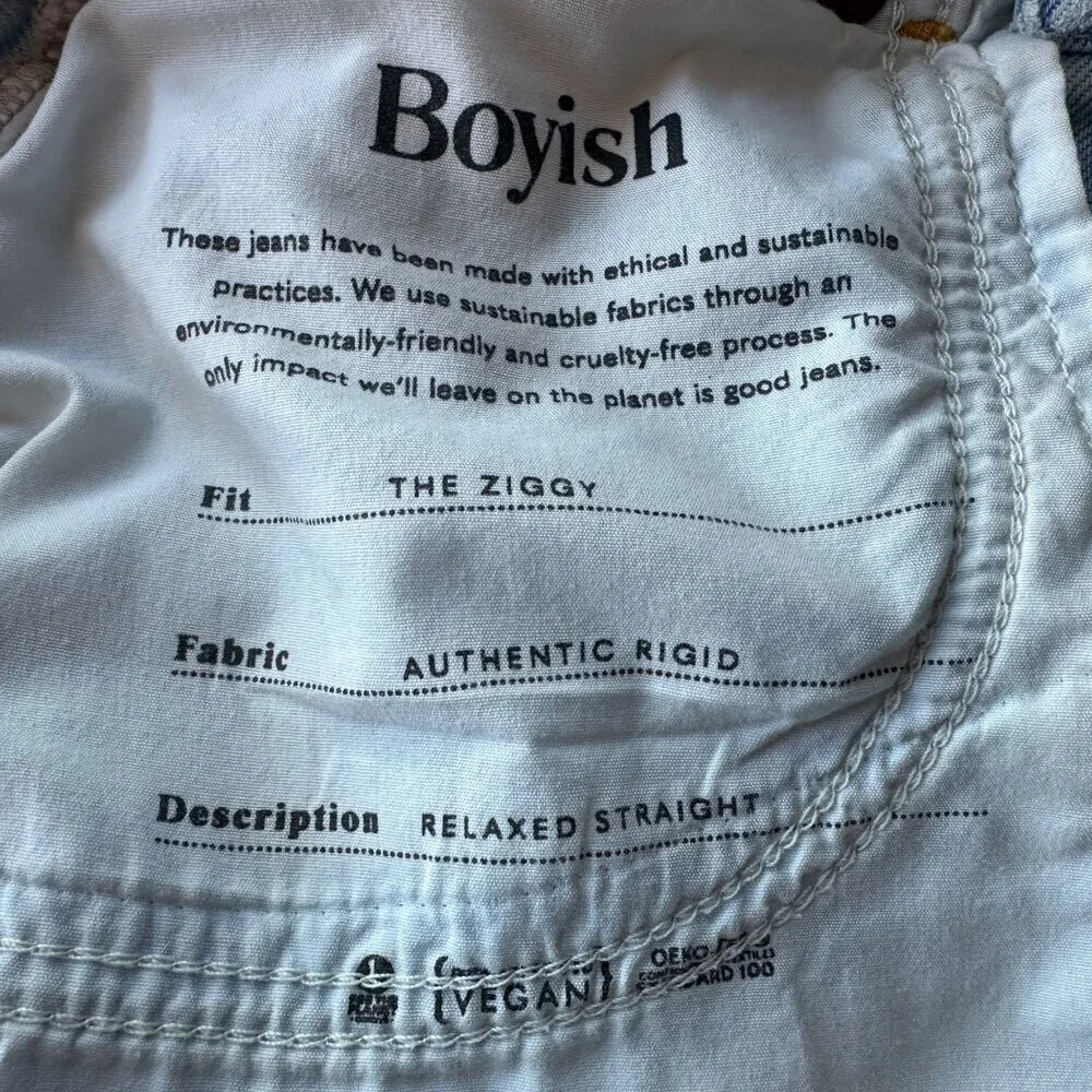 Boyish Womens 24 Jeans The Ziggy Authentic Rigid Organic Cotton Relaxed Straight